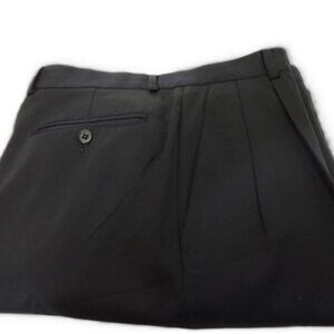 Zanella Bennett Black Wool Dress Pants Mens 33x31 Pleated Trousers Classic Fi